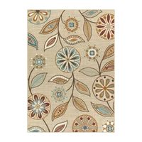 Maples Modern Floral Collection Skid Resistant Indoor Rectangular Area Rug