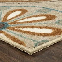 Maples Modern Floral Collection Skid Resistant Indoor Rectangular Area Rug