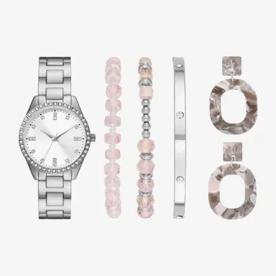 Ladies Boxed Sets Womens Crystal Accent Silver Tone 5-pc. Watch Boxed Set Fmdjset348