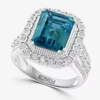 Effy Final Call Womens 1/3 CT. T.W. Genuine Blue Topaz 14K White Gold Cocktail Ring