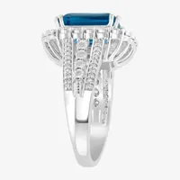 Effy Final Call Womens 1/3 CT. T.W. Genuine Blue Topaz 14K White Gold Cocktail Ring