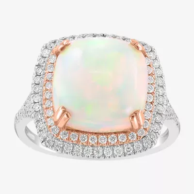 LIMITED QUANTITIES!  Effy Final Call Womens Genuine White Opal &  1/2 CT. T.W. Natural Diamond 14K White Gold Cocktail Ring