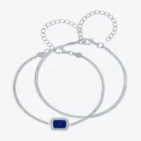 Womens 2-pc. Blue Sapphire Sterling Silver Bracelet Set