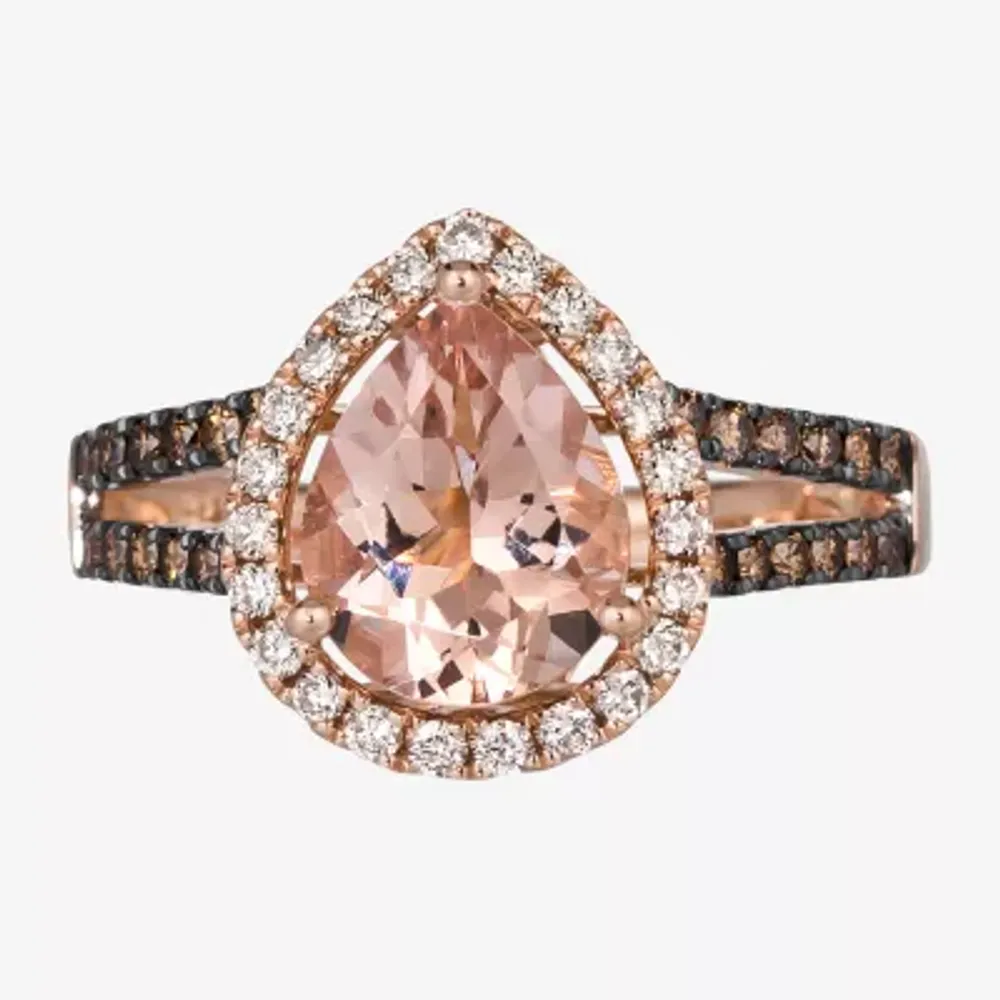 Le Vian Grand Sample Sale® Ring featuring 1 1/2 cts. Peach Morganite™  cts. Chocolate Quartz® 1/3 cts. Chocolate Diamonds® 1/4 cts. Nude Diamonds™ set in 14K Strawberry Gold®