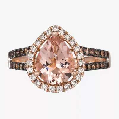 Le Vian Grand Sample Sale® Ring featuring 1 1/2 cts. Peach Morganite™  cts. Chocolate Quartz® 1/3 cts. Chocolate Diamonds® 1/4 cts. Nude Diamonds™ set in 14K Strawberry Gold®