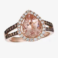 Le Vian Grand Sample Sale® Ring featuring 1 1/2 cts. Peach Morganite™  cts. Chocolate Quartz® 1/3 cts. Chocolate Diamonds® 1/4 cts. Nude Diamonds™ set in 14K Strawberry Gold®