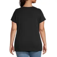 St. John's Bay Womens Plus V Neck Short Sleeve T-Shirt