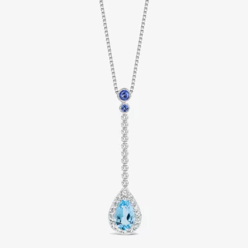 Womens Genuine Topaz Sterling Silver Pendant Necklace