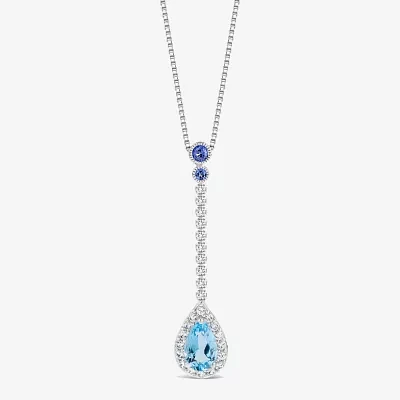 Womens Genuine Topaz Sterling Silver Pendant Necklace