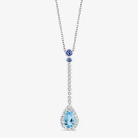 Womens Genuine Topaz Sterling Silver Pendant Necklace