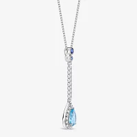 Womens Genuine Topaz Sterling Silver Pendant Necklace