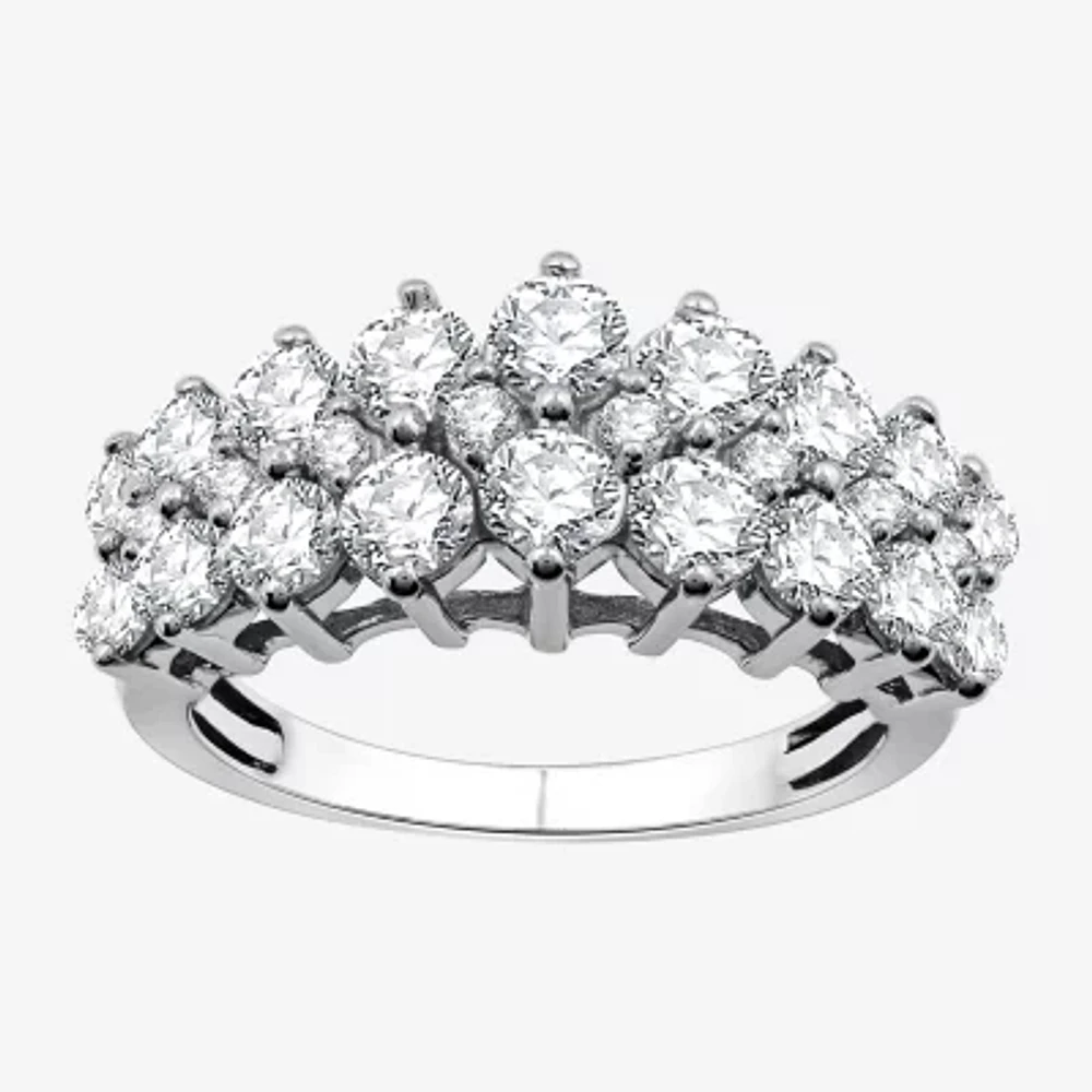 (G-H / Si2-I1) 2 CT. T.W. Lab Grown White Diamond 10K Gold Cluster Band