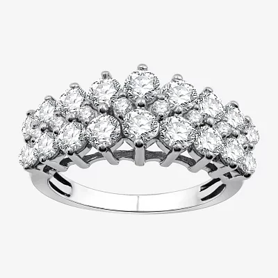 (G-H / Si2-I1) 2 CT. T.W. Lab Grown White Diamond 10K Gold Cluster Band