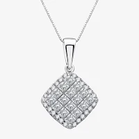 (H-I / Si2-I1) Womens 1 1/2 CT. T.W. Lab Grown White Diamond 10K White Gold Pendant Necklace