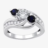 I Said Yes (H-I / I1) Womens 1 CT. T.W. Lab Grown White Diamond Sterling Silver Round Side Stone Engagement Ring