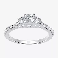 I Said Yes (H-I / I1) Womens 3/4 CT. T.W. Lab Grown White Diamond Sterling Silver Side Stone Engagement Ring