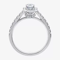 I Said Yes (H-I / I1) Womens 1 CT. T.W. Lab Grown White Diamond Sterling Silver Side Stone Halo Engagement Ring