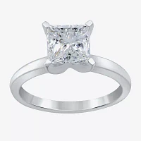 (G / SI2) Womens 2 CT. Lab-Grown White Diamond 14K Gold Princess-cut Solitaire Engagement Ring