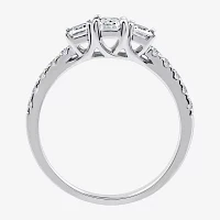 (H-I / Si2-I1) Womens 1 1/4 CT. T.W. Lab Grown White Diamond 10K Gold Side Stone 3-Stone Engagement Ring