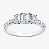 (H-I / Si2-I1) Womens 1 1/4 CT. T.W. Lab Grown White Diamond 10K Gold Side Stone 3-Stone Engagement Ring