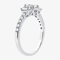 (H-I / Si2-I1) Womens 1 1/4 CT. T.W. Lab Grown White Diamond 10K Gold Side Stone 3-Stone Engagement Ring