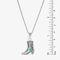 Womens Enhanced Blue Turquoise Sterling Silver Pendant Necklace