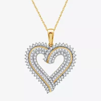 Womens / CT. T.W. Lab Grown White Diamond 14K Gold Over Silver Sterling Silver Heart Pendant Necklace