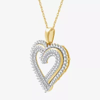 Womens / CT. T.W. Lab Grown White Diamond 14K Gold Over Silver Sterling Silver Heart Pendant Necklace