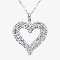 Womens 1 1/2 CT. T.W. Lab Grown White Diamond Sterling Silver Heart Pendant Necklace