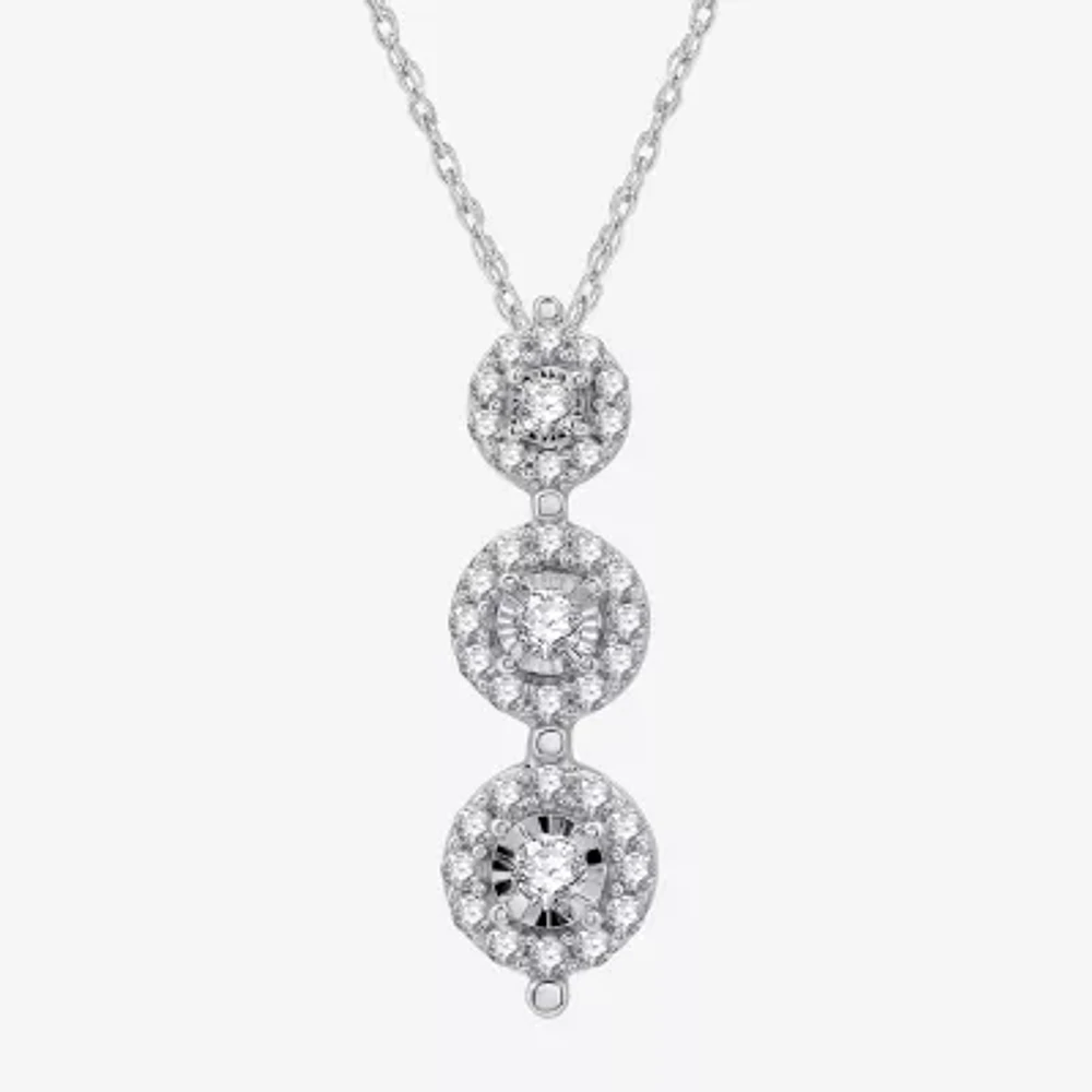 Womens 1/2 CT. T.W. Lab Grown White Diamond Sterling Silver Round Pendant Necklaces