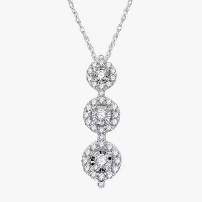 Womens 1/2 CT. T.W. Lab Grown White Diamond Sterling Silver Round Pendant Necklaces