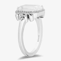 Enchanted Disney Fine Jewelry Womens 1/6 CT. T.W. Natural White Diamond 14K Rose Gold Over Silver Sterling Square Princess Cocktail Ring