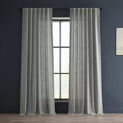 Exclusive Fabrics & Furnishing Heavy Faux Linen Rod Pocket Light-Filtering Single Curtain Panels