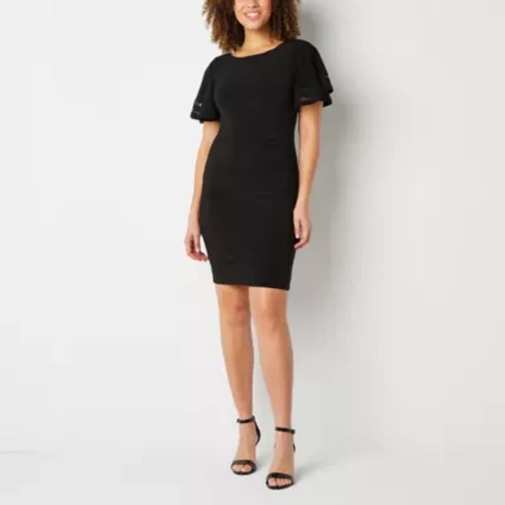 Jessica Howard Womens Short Sleeve Sheath Dress