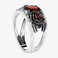 Marvel Fine Jewelry Womens 1/10 CT. T.W. Genuine Red Garnet Sterling Silver Spiderman Cocktail Ring