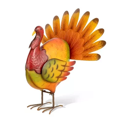 Glitzhome Harvest Metal Turkey Christmas Porch Sign