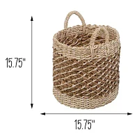 Honey-Can-Do Large Natural Tea Stained Wicker Storage Round Basket