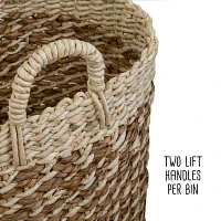 Honey-Can-Do Large Natural Tea Stained Wicker Storage Round Basket