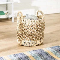 Honey-Can-Do Small Natural Tea Stained Wicker Storage Round Basket