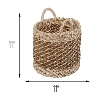 Honey-Can-Do Small Natural Tea Stained Wicker Storage Round Basket