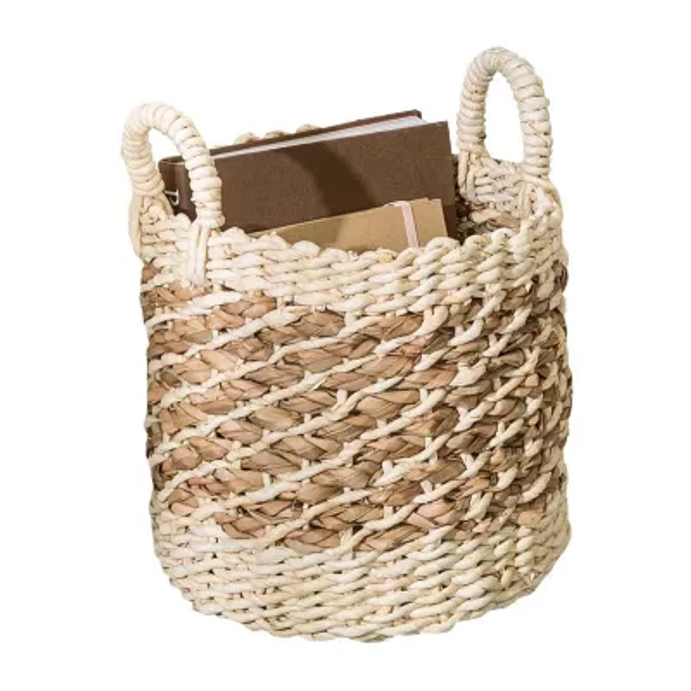 Honey-Can-Do Small Natural Tea Stained Wicker Storage Round Basket