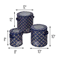 Honey-Can-Do Navy And Gold Round Dinnerware Storage Cube