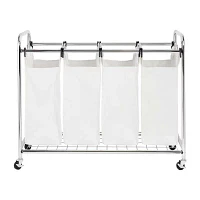 Honey-Can-Do White And Chrome 4-Bag Rolling Laundry Sorter