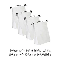 Honey-Can-Do White And Chrome 4-Bag Rolling Laundry Sorter