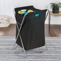 Honey-Can-Do Black And Silver X-Frame Laundry Folding Single Compartment Hamper