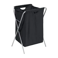 Honey-Can-Do Black And Silver X-Frame Laundry Folding Single Compartment Hamper