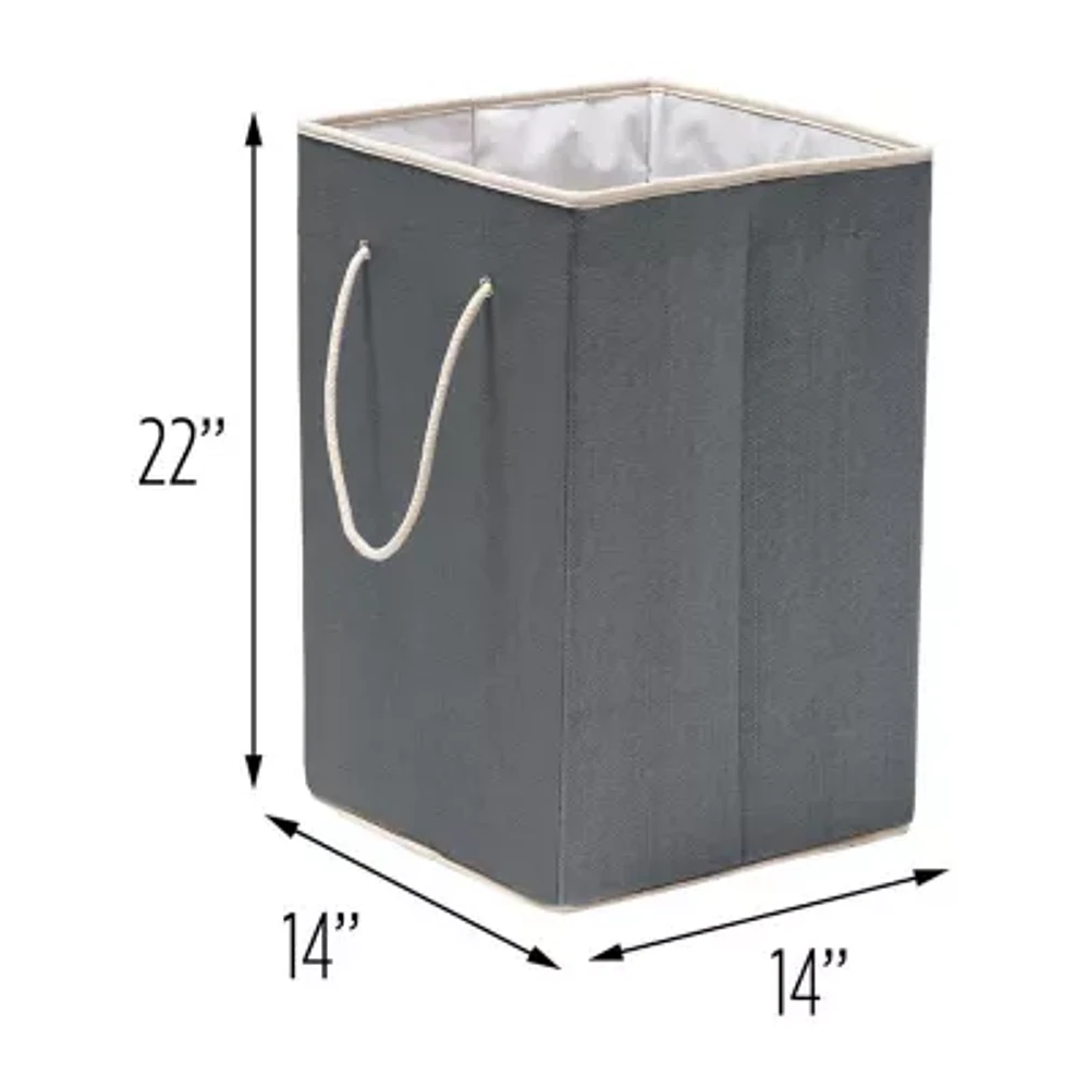 Honey-Can-Do Gray Resin Square Laundry Plastic Folding Single Compartment Hamper