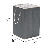 Honey-Can-Do Gray Resin Square Laundry Plastic Folding Single Compartment Hamper