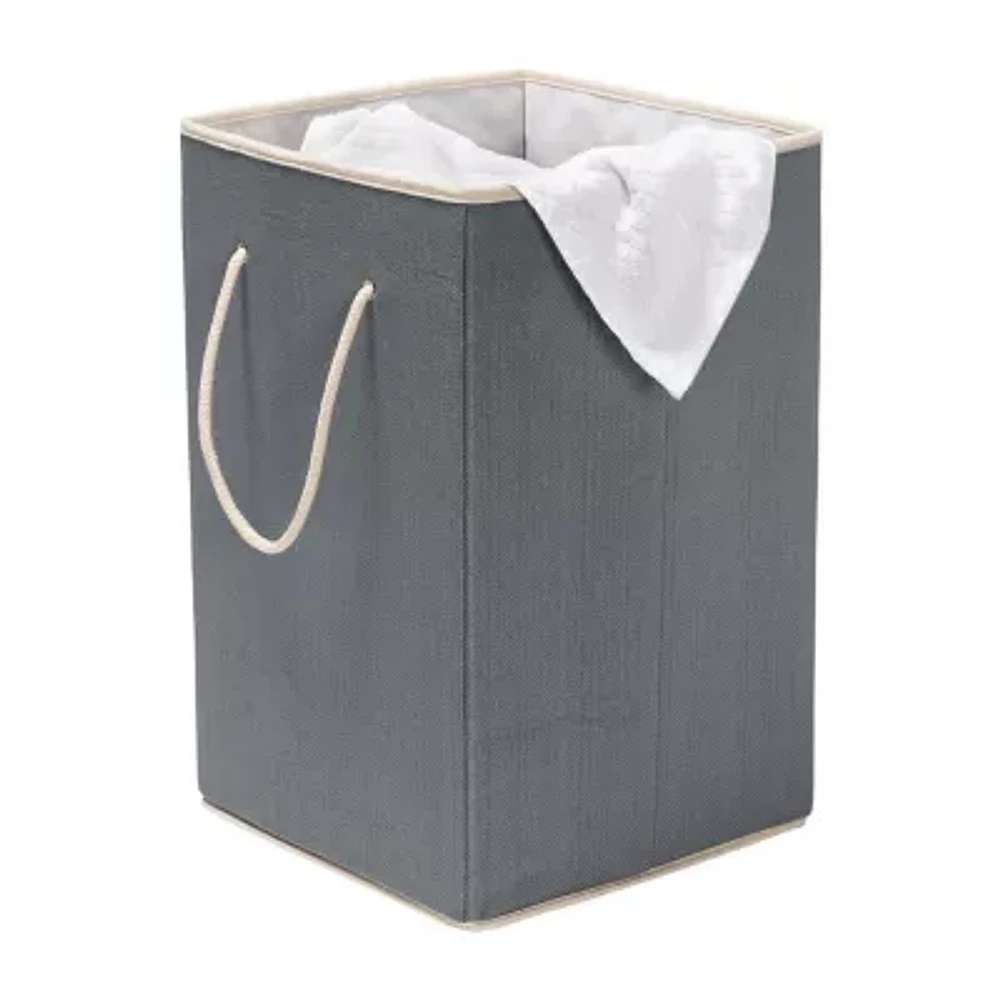 Honey-Can-Do Gray Resin Square Laundry Plastic Folding Single Compartment Hamper