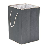 Honey-Can-Do Gray Resin Square Laundry Plastic Folding Single Compartment Hamper